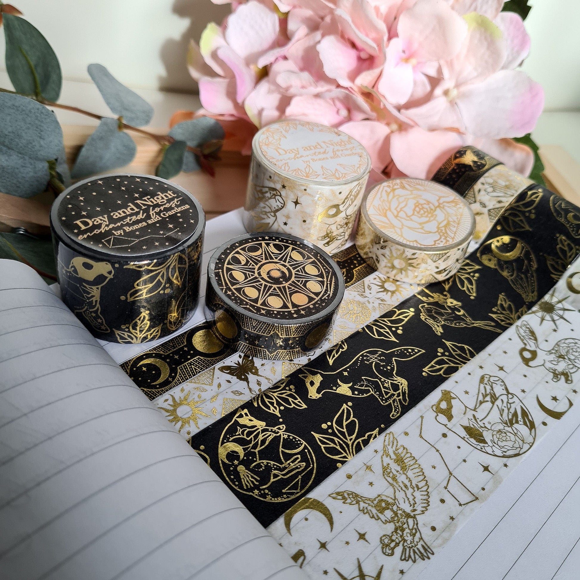 Blue & Gold Celestial Washi Tape, Gold Foil Moon and Stars Decorative –  GretelCreates